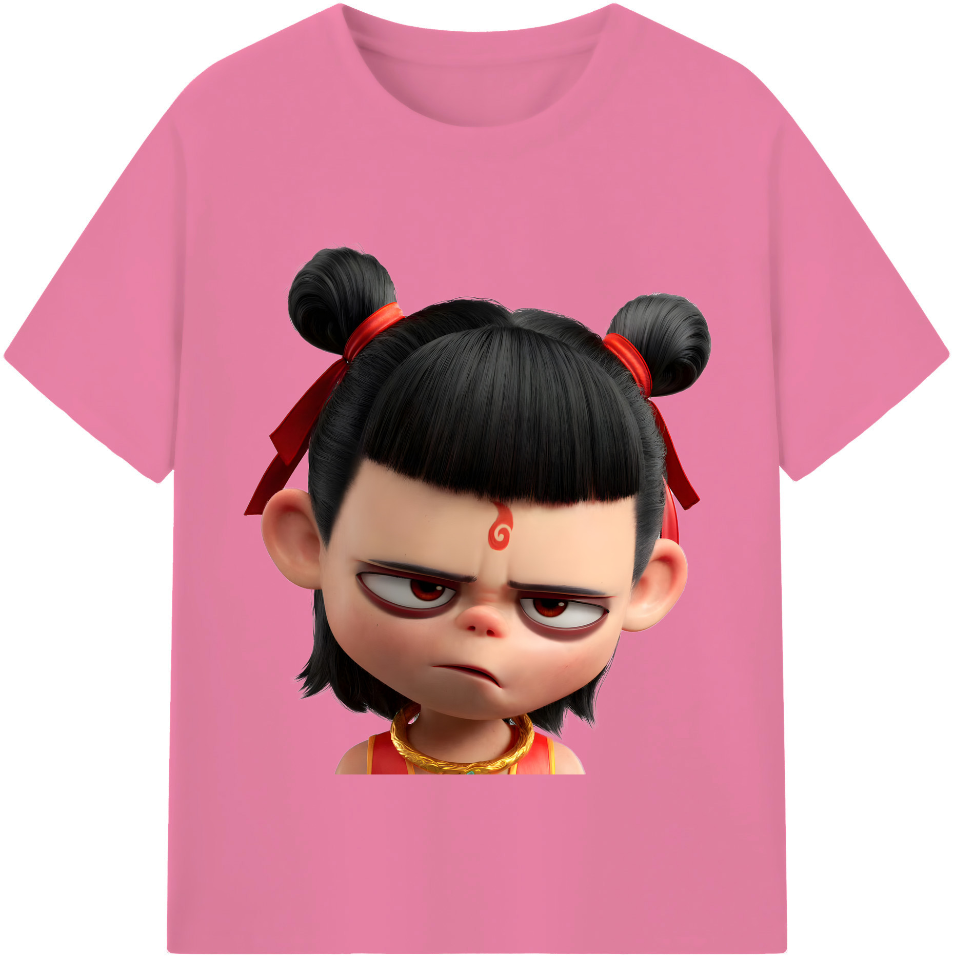 （画像用） Ne Zha 2 ナタ 魔童の大暴れ 綿100％半袖Tシャツ（フロントプリント）